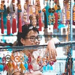 sales, girl, ornament, look, smiling, smile, decorate, sale